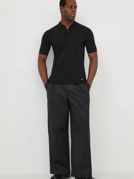Копринена тениска с дълъг ръкав Calvin Klein черно