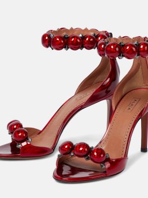Lakierowane sandały skórzane Alaã¯a czerwone