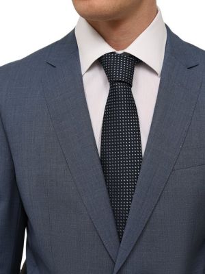 Шелковый шерстяной галстук Kiton синий