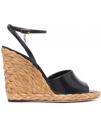 Sandali con zeppa Saint Laurent nero