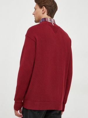 Sweter bawełniany Tommy Hilfiger bordowy