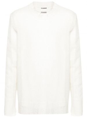 Dzianinowy sweter z nadrukiem Jil Sander biały