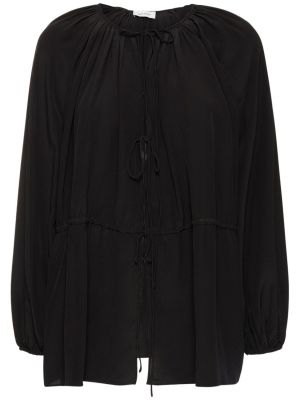Krepová hodvábna košeľa Matteau čierna