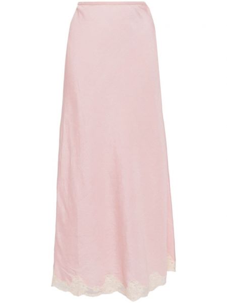 Maxi φούστα με δαντέλα Rixo ροζ
