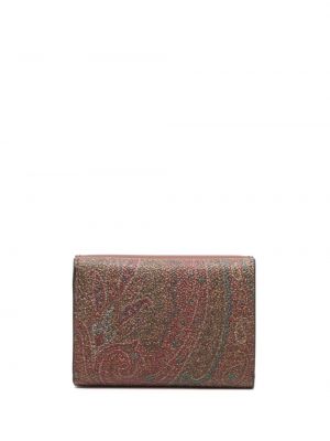 Žakárová kožená peněženka s paisley potiskem Etro