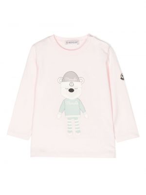 T-shirt con stampa Moncler Enfant rosa