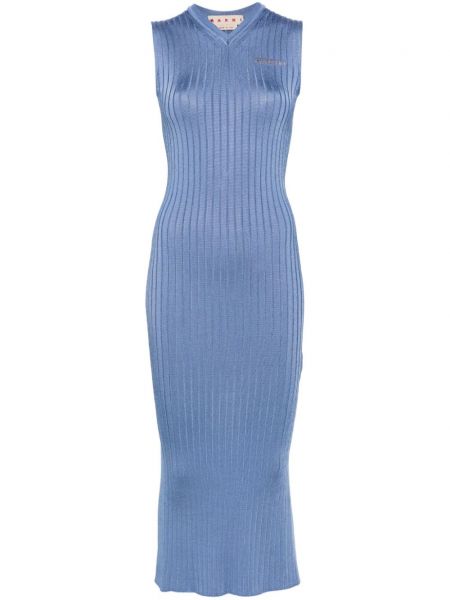 Žakárové dlouhé šaty Marni modré