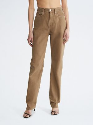 Прямые джинсы с высокой талией Calvin Klein коричневые