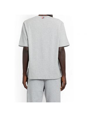 Camiseta de algodón oversized con bolsillos Thom Browne gris