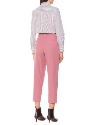 Pantaloni dritti di lana di cotone Brunello Cucinelli rosa