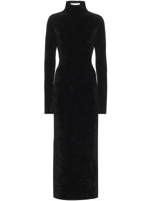 Velurové midi šaty Jil Sander černé