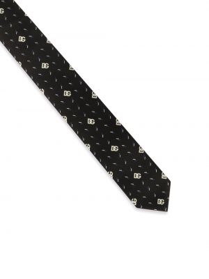 Seiden krawatte mit print Dolce & Gabbana schwarz