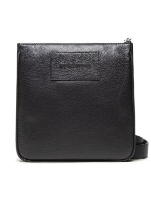 Leder schultertasche mit reißverschluss mit taschen Emporio Armani schwarz