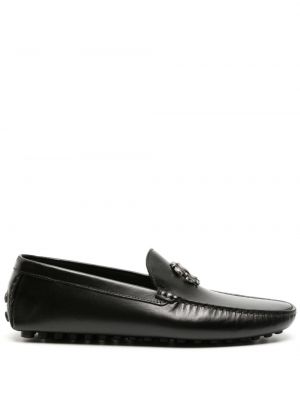Pantofi loafer din piele cu model piele de șarpe Roberto Cavalli negru