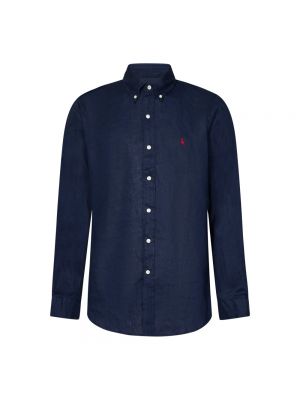 Camicia di lino slim fit Ralph Lauren blu
