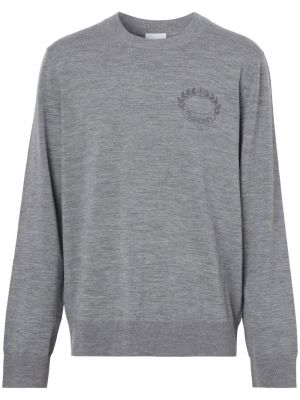 Vlněný svetr s výšivkou Burberry šedý