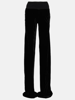 Laza szabású bársony egyenes szárú nadrág Rick Owens fekete