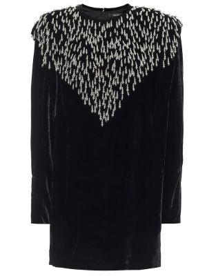 Mini robe en soie en velours à imprimé Isabel Marant noir