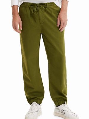 Spodnie bawełniane Desigual zielone