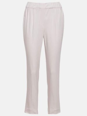 Pantalones rectos de cintura baja slim fit Brunello Cucinelli beige