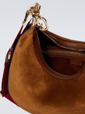 Crossbody torbica iz semiša Gucci rdeča