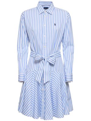 Mini-abito a righe a maniche lunghe Polo Ralph Lauren bianco