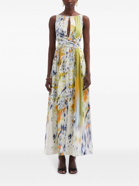 Midi šaty s potiskem s abstraktním vzorem Oscar De La Renta