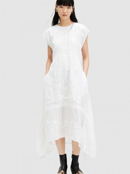 Pamučna maksi haljina Allsaints bijela