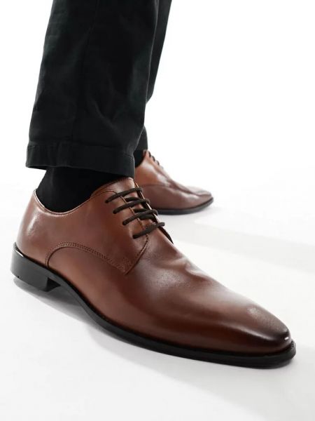 Элегантные кожаные туфли на шнуровке Dune коричневые