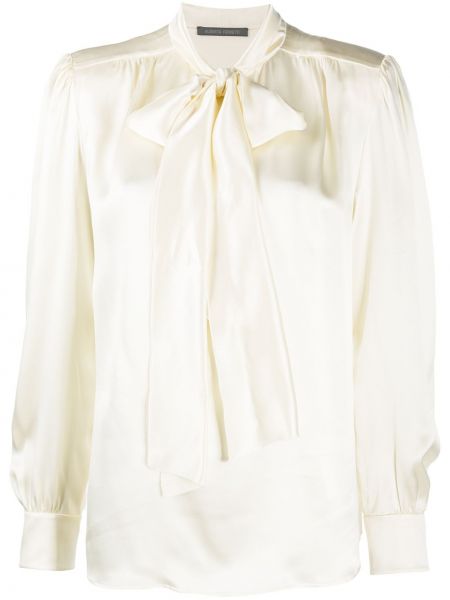 Bluză cu funde de mătase Alberta Ferretti alb