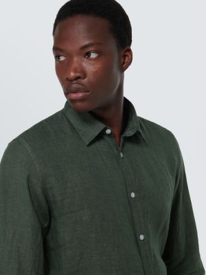 Lanena srajca Sunspel zelena
