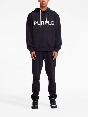Kokvilnas kapučdžemperis ar apdruku Purple Brand