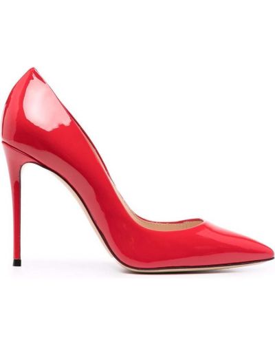 Кожени полуотворени обувки от лакирана кожа Casadei червено