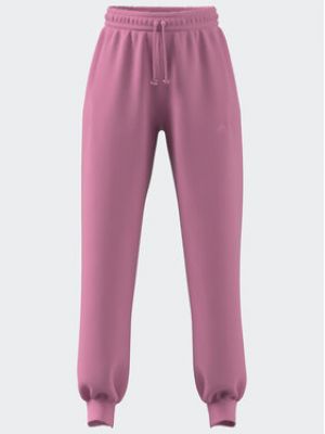 Fleecové sportovní kalhoty relaxed fit Adidas růžové