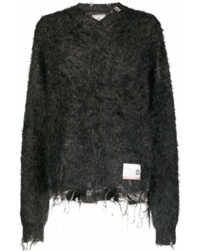 Вълнен пуловер с протрити краища с v-образно деколте Maison Mihara Yasuhiro