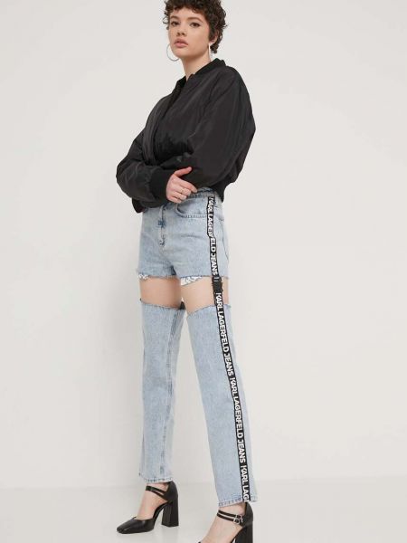 Blugi cu talie înaltă Karl Lagerfeld Jeans albastru