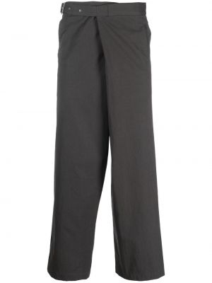 Luźne spodnie bawełniane z paskiem z kieszeniami Facetasm - szary