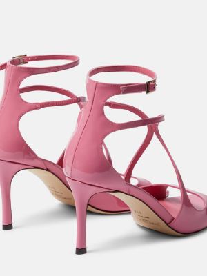 Sandali di pelle con cristalli Jimmy Choo rosa