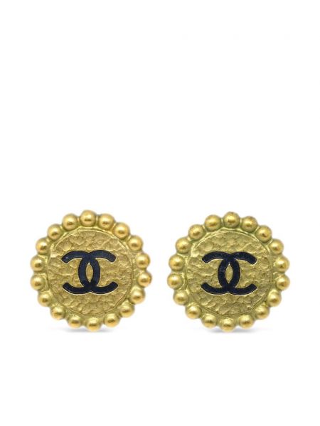 Boucles d'oreilles à boutons à boucle Chanel Pre-owned doré