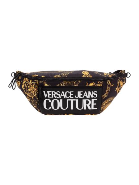 Nylonowy pasek z nadrukiem Versace Jeans Couture czarny