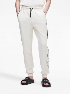Pantalon de joggings en coton Karl Lagerfeld blanc