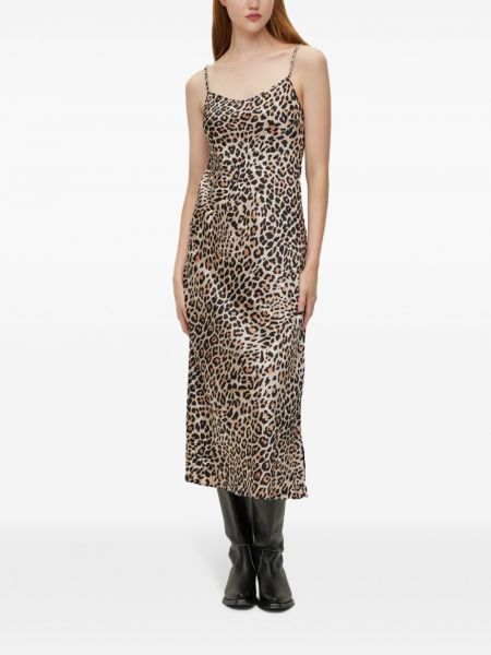 Kleid mit print mit leopardenmuster Hugo braun