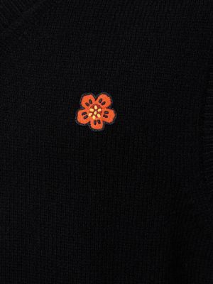 Gilet di lana in maglia Kenzo Paris nero