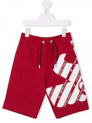 Printti shortsit tytöille Emporio Armani Kids punainen