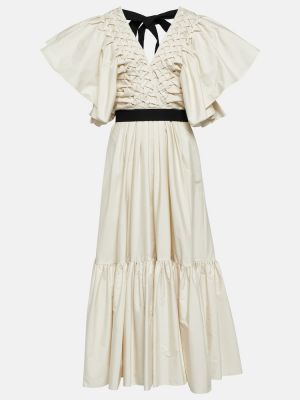 Pletené bavlněné dlouhé šaty Roksanda bílé