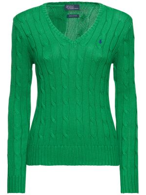Suéter de punto con trenzado Polo Ralph Lauren verde