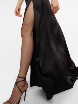 Μεταξωτή μάξι φόρεμα Saint Laurent μαύρο