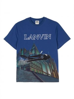 T-shirt di cotone con stampa Lanvin Enfant blu