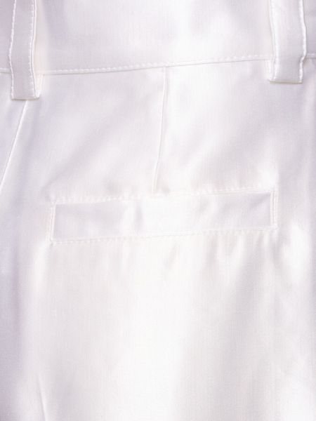 Svilene lanene ravne hlače z visokim pasom Giorgio Armani bela
