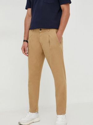Jednobarevné bavlněné kalhoty United Colors Of Benetton béžové